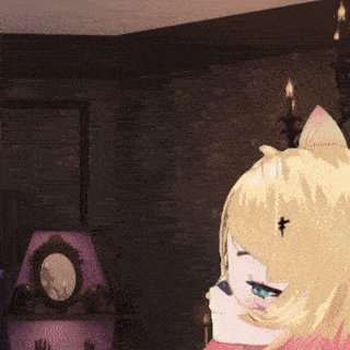 a close up of a cartoon character with a cross on her head