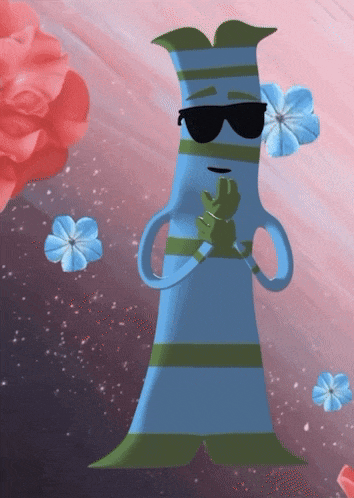 a cartoon character wearing sunglasses and a dress