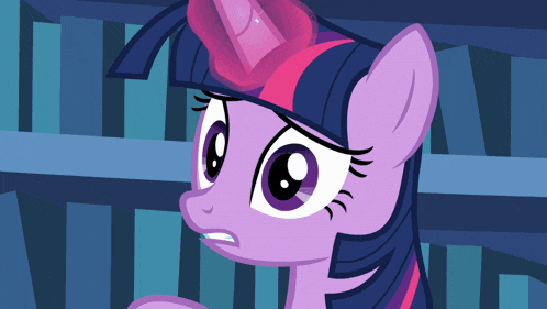 twilight sparkle from my little pony looks surprised and shocked