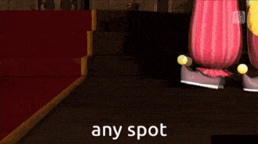 a cartoon of two clowns standing next to each other with the words `` any spot '' written on the bottom .