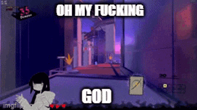 a video game with the words oh my fucking god on it