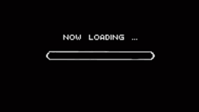 a pixel art loading bar with the words `` now loading '' written on it .