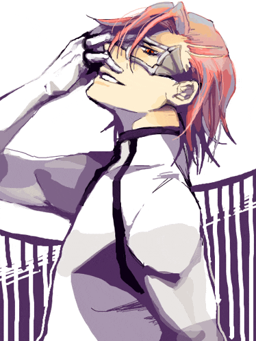 a drawing of a man with red hair wearing glasses
