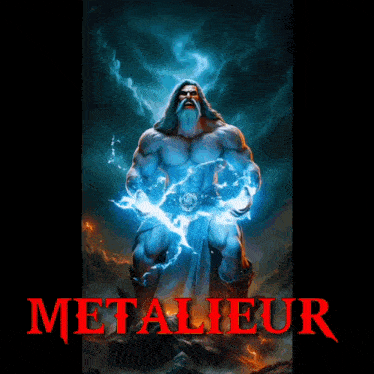 a poster of a muscular man with the word metaleur written in red