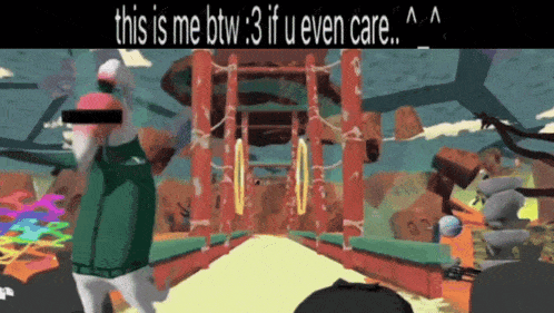 a video game scene with the words " this is me btw 3 if u even care "