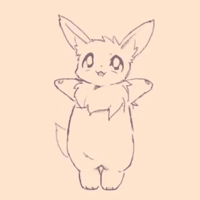 a drawing of a furry animal standing on its hind legs with its arms outstretched .