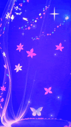 a purple background with flowers and the words happy tasking