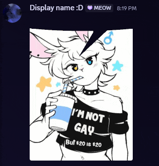 a drawing of a furry holding a drink that says i 'm not gay