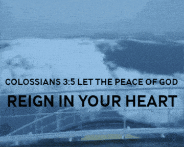 a poster that says " colossians 3 : 5 let the peace of god reign in your heart " on it