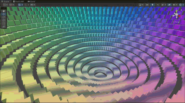 a computer screen shows a rainbow colored background with a circle in the center