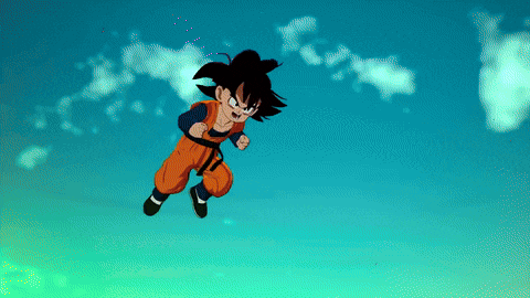 a cartoon character flying through a blue sky