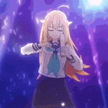 a girl in a school uniform is dancing on a stage