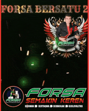 a forsa logo with a man playing a guitar on it