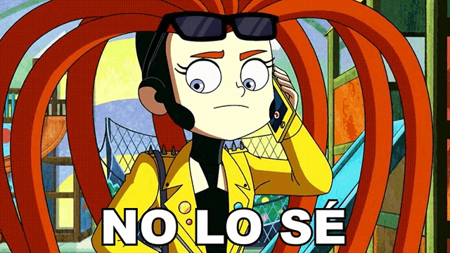 a cartoon of a woman talking on a phone with the words no lo se written below her