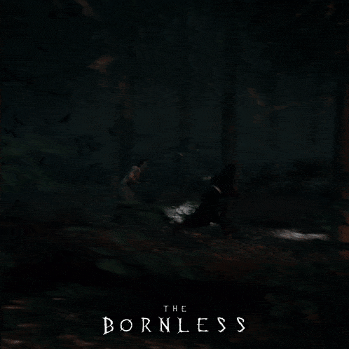 a poster for a video game called the bornless shows a dark forest