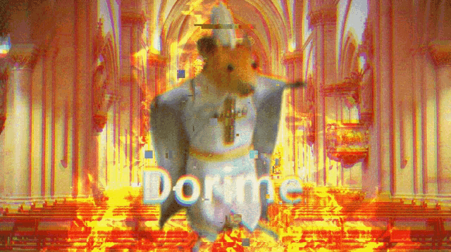 a cartoon of a rat dressed as a pope with the word dorme written on the bottom