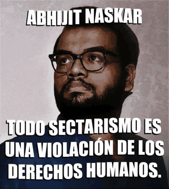 a poster with a man wearing glasses and the name abhijit naskar