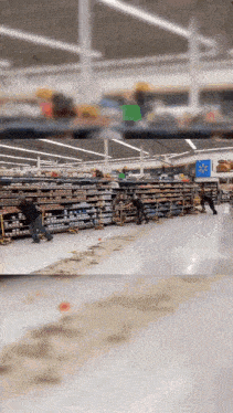 a blurred image of a grocery store with a sign that says ' walmart '