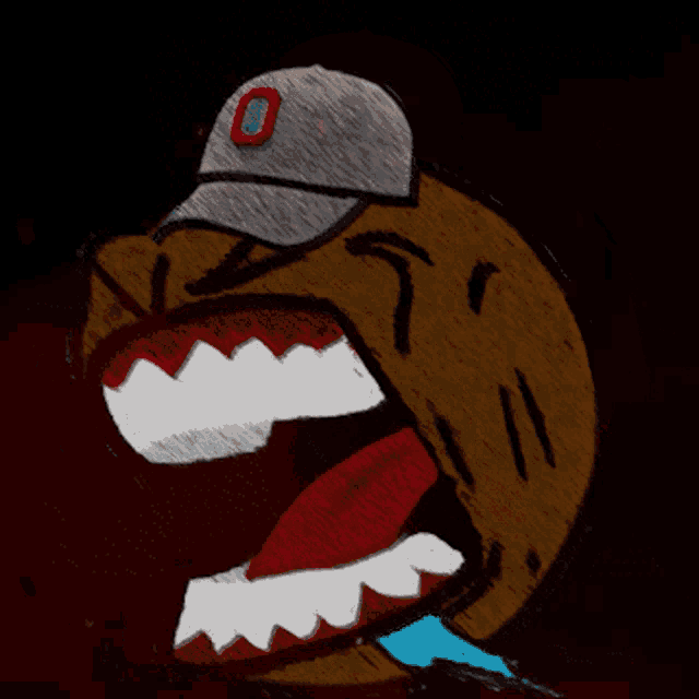 a drawing of a person wearing a baseball cap with the number 00 on it