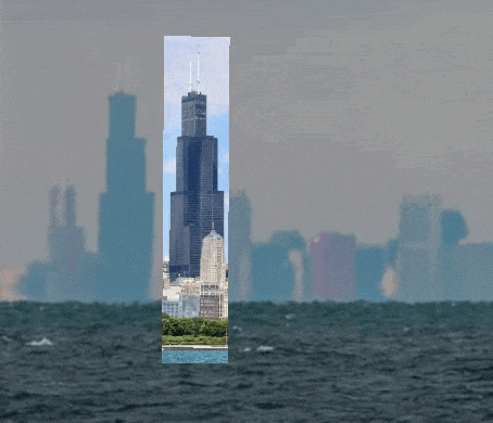 a picture of a city skyline with the tallest building in the middle