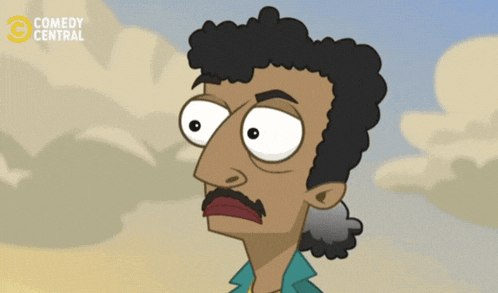 a cartoon of a man standing on a road with a comedy central logo in the background