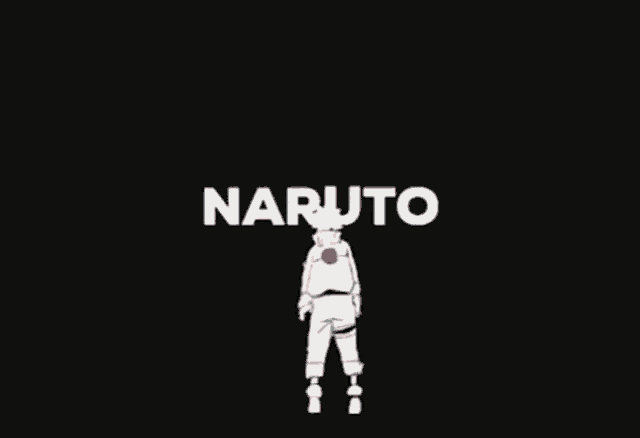a black and white drawing of a person holding a gun and the word naruto .