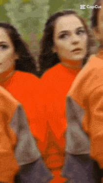 a blurred image of a woman 's face with the caption capcut at the bottom