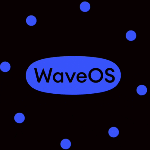 a blue circle with the word waveos written on it