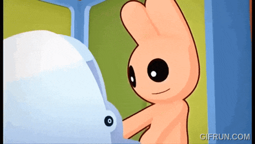 a cartoon of a rabbit with the website gifrun.com at the bottom of the screen