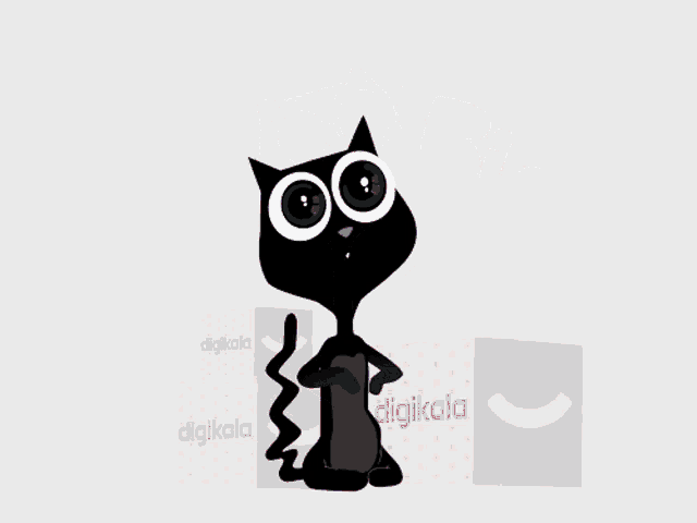 a black cat with big eyes says blow in red