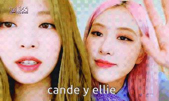 two girls are standing next to each other with the words cande y ellie in the corner