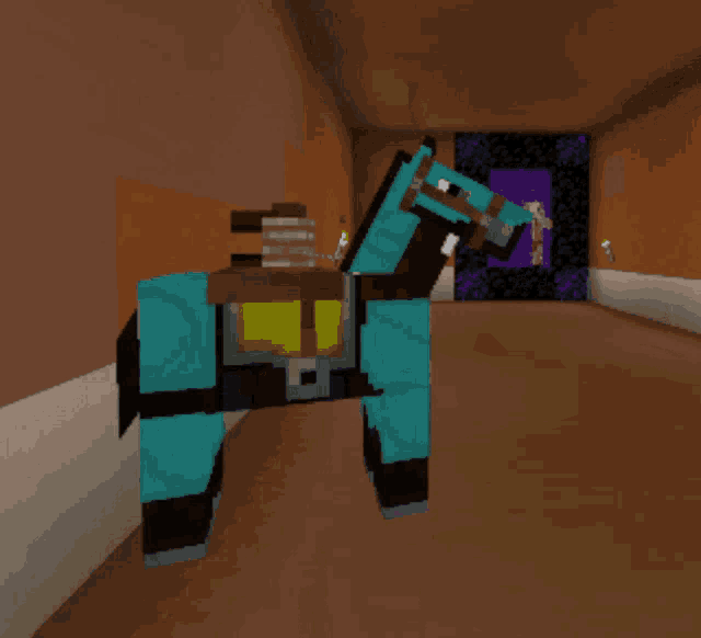 a pixel art of a person wearing headphones in front of a portal