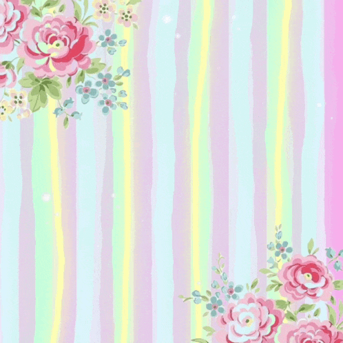 a pink and yellow striped background with flowers and the words " i 'm sorry "