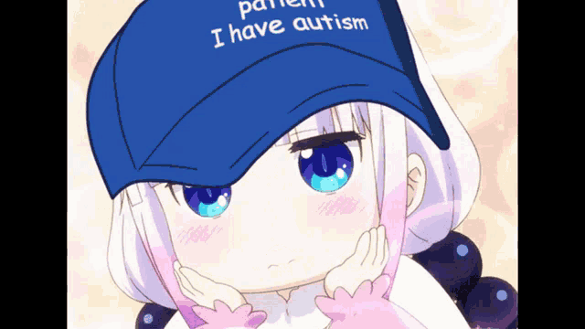 a girl wearing a hat that says i have autism