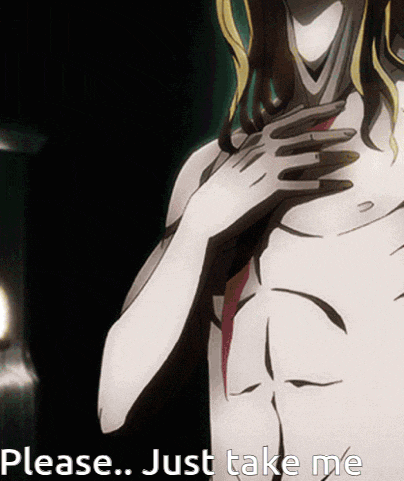 a picture of a naked woman with the words " please just take me " below her