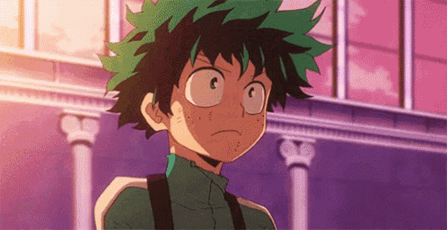 a cartoon character with green hair is standing in front of a building with columns .