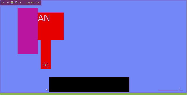 a computer screen shows a red block with the word ban written on it