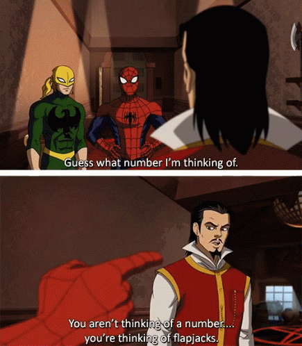 Spiderman You Arent Think Of A Number GIF - Spiderman You Arent Think Of A Number Flapjacks GIFs
