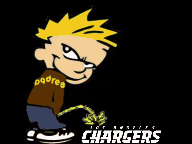 a los angeles chargers logo with a cartoon character