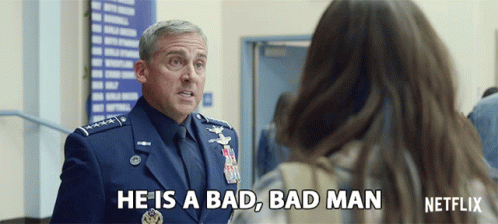 Hes A Bad Bad Man General Mark R Naird GIF - Hes A Bad Bad Man General Mark R Naird Steve Carell GIFs