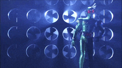 a person is standing in front of a wall of circles with a light shining through them