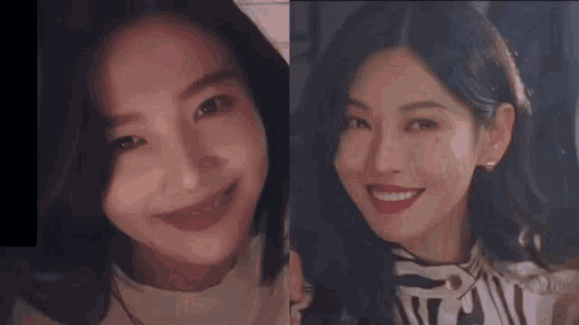 two women are smiling for the camera and making a heart shape with their hands .
