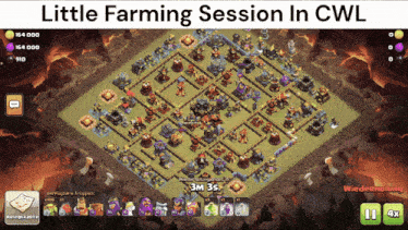 a little farming session in cwl is being played on clash of clans
