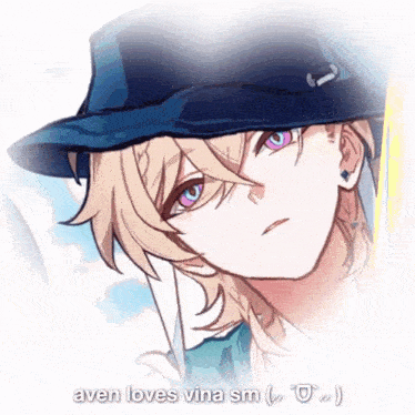 a drawing of a boy wearing a hat with the words aven loves vina sm below him