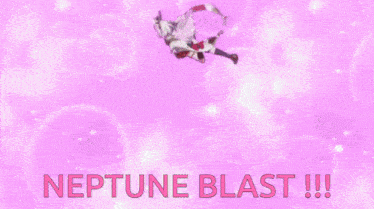 a girl with white hair and a bunny on her head says neptune blast