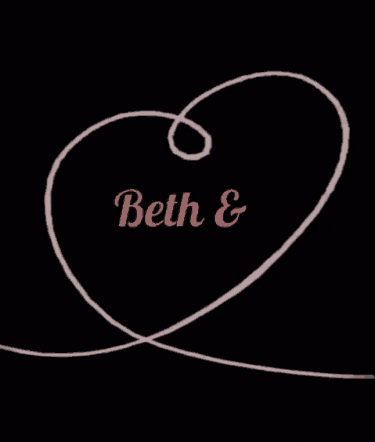 a drawing of a heart with the words beth & written on it