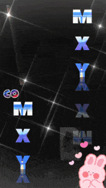 a black background with the letters m x and y