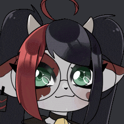 a cartoon drawing of a cat with a question mark in her hair
