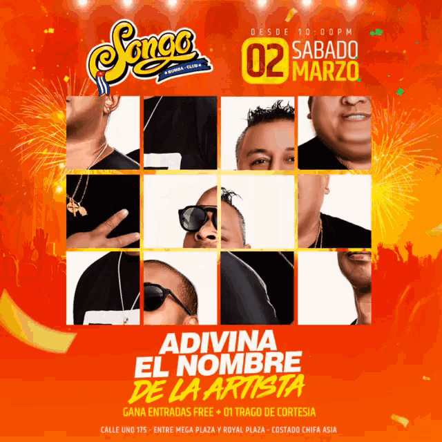 a poster for a songo event that takes place on saturday february 2nd