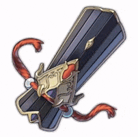 a picture of a sword surrounded by hearts and sparkles